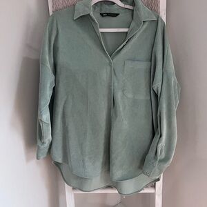 ‼️LAST CALL ‼️ Zara Mint Green Corduroy Shirt